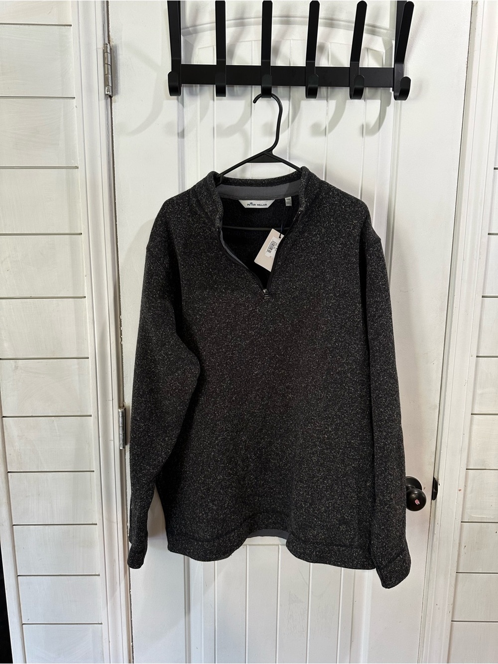 Peter Millar Crown Fleece Quarter Zip Pullover NWT Black Heather XXL Golf Luxury